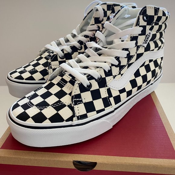 Vans Shoes - Vans Women Size 8 Hi Top Filmore Black White Checkerboard Canvas Lace Up New